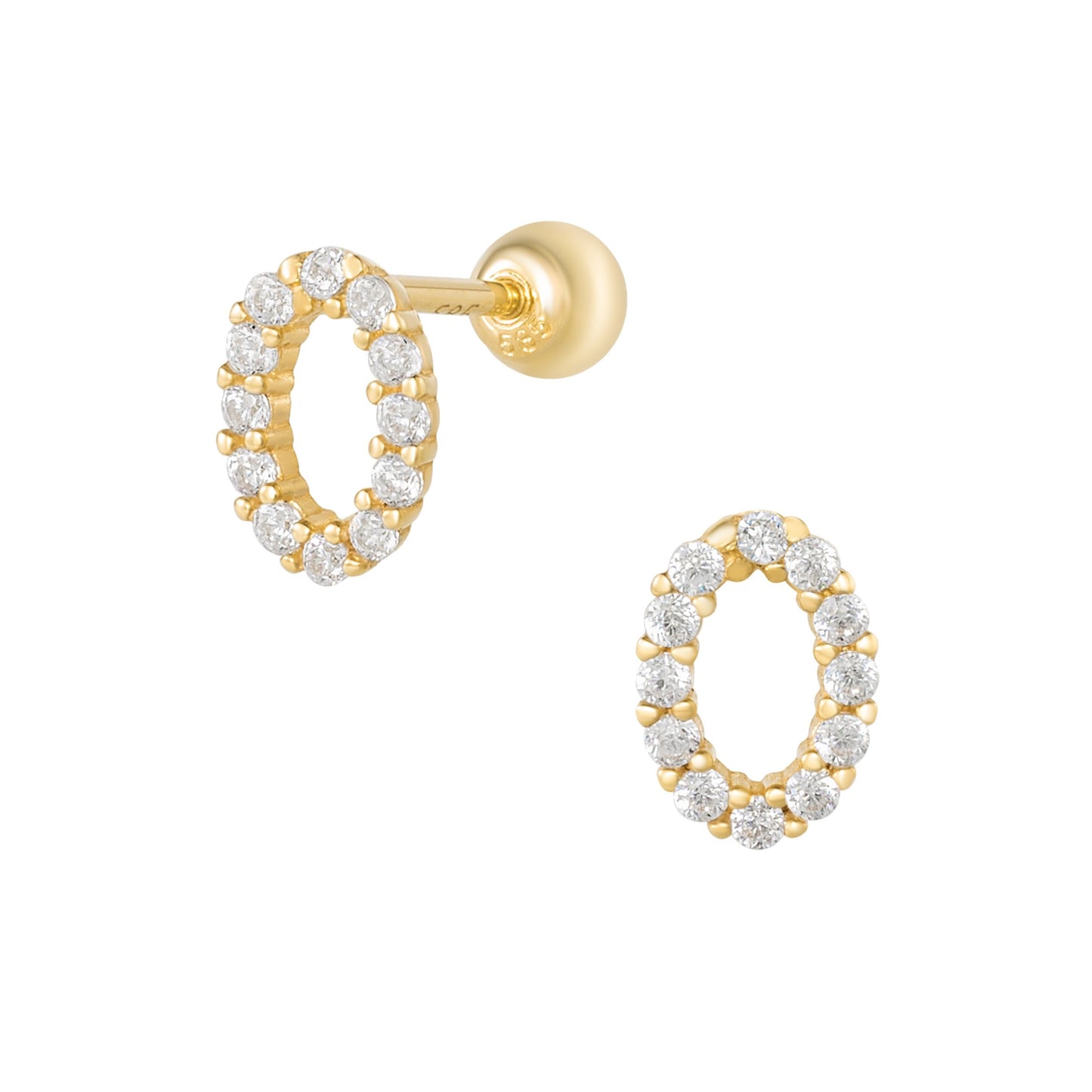 Solid Gold 14K - Oval Earrings