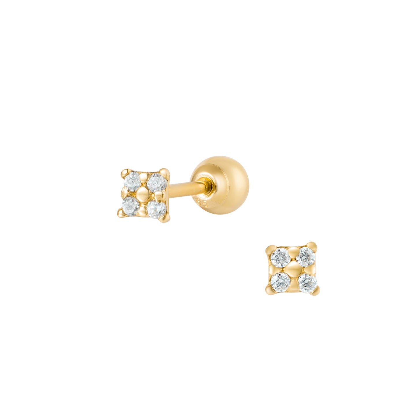 Solid Gold 14K - Tiny Square Earrings