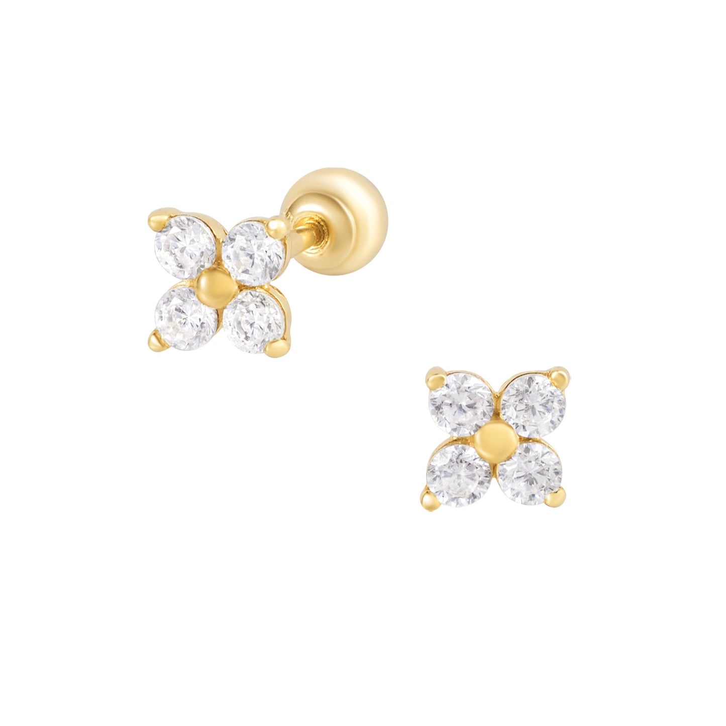 Solid Gold 14K - Lilac Flower Earrings