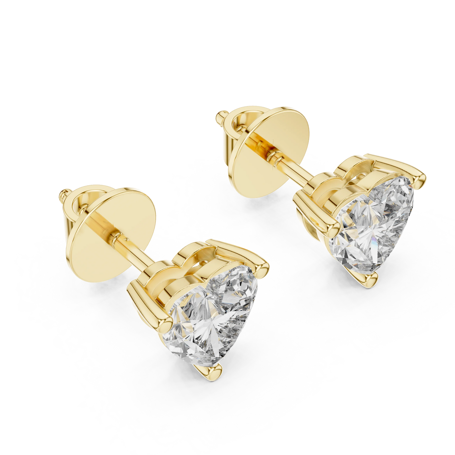1ct Heart Lab Grown Diamond Earrings 14K Solid Gold