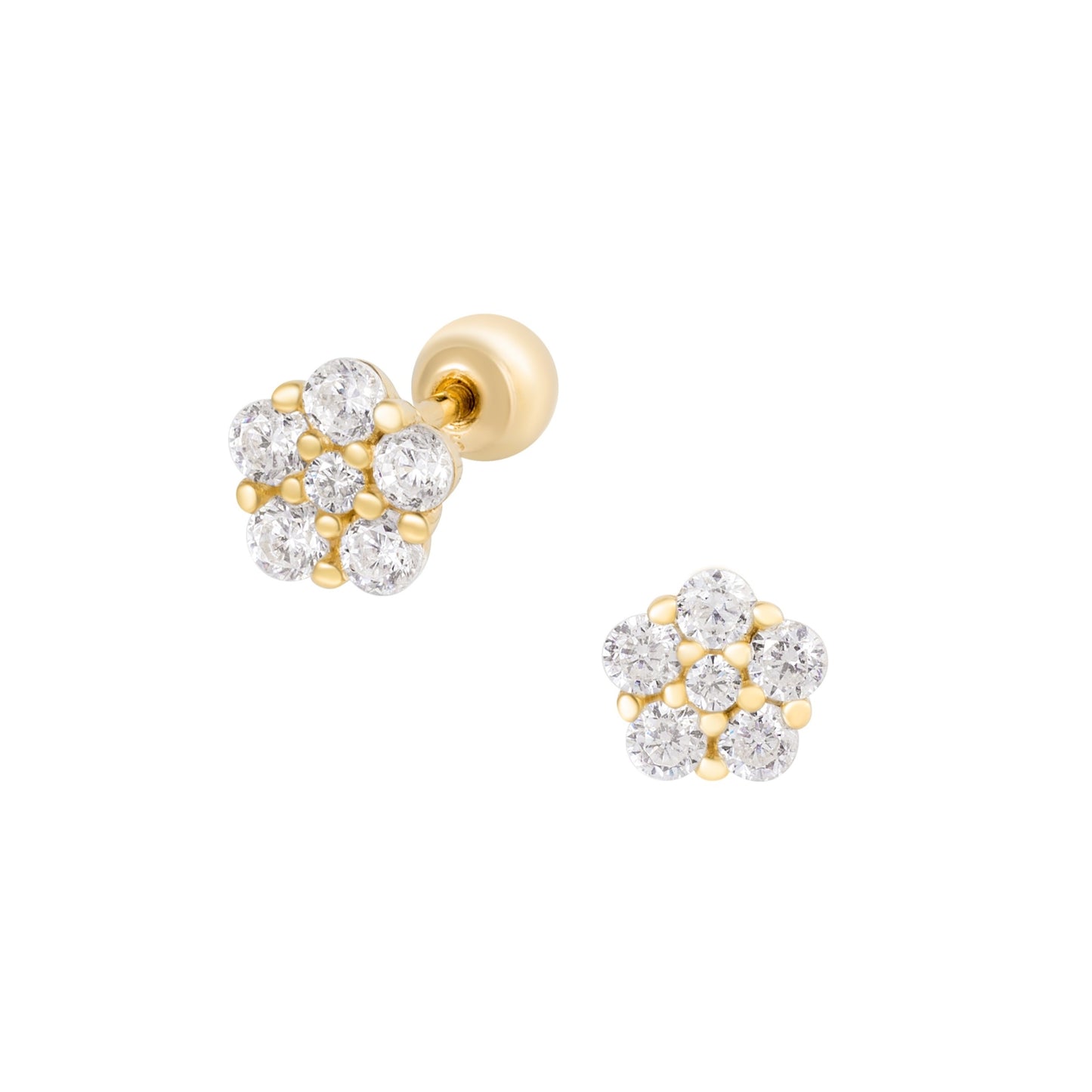 Solid Gold 14K - Flower Earrings