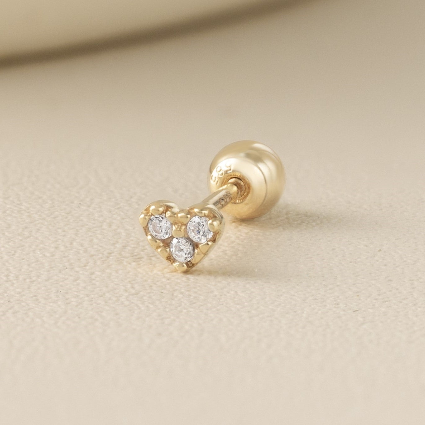 Solid Gold 14K - Mini Heart Earrings