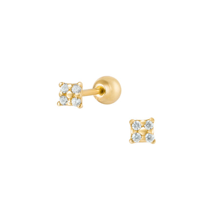 Solid Gold 14K - Tiny Square Earrings