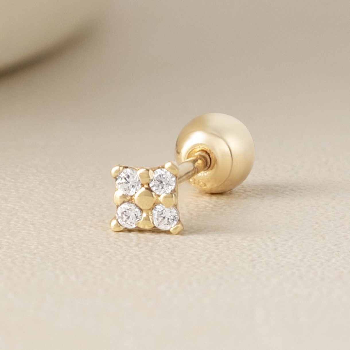 Solid Gold 14K - Tiny Square Earrings
