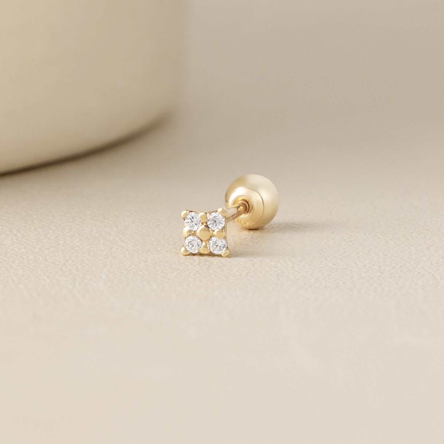 Solid Gold 14K - Tiny Square Earrings