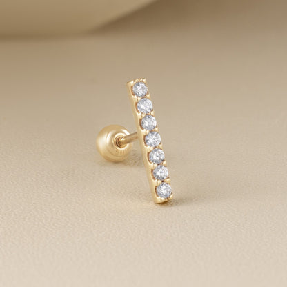 Solid Gold 14K - Barre Verticale Earrings