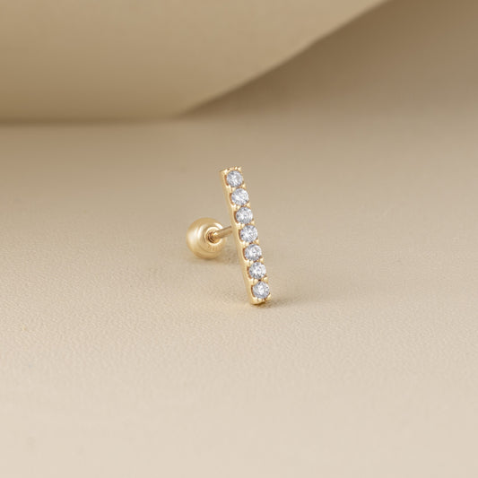 Solid Gold 14K - Barre Verticale Earrings
