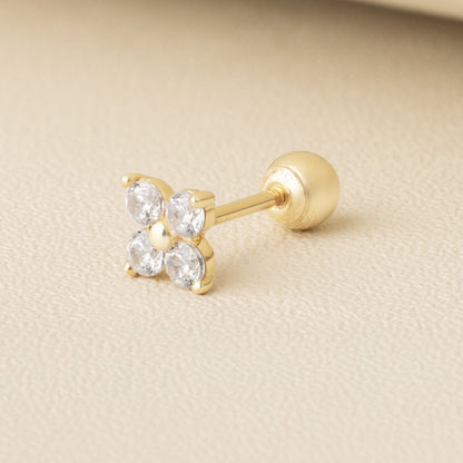 Solid Gold 14K - Lilac Flower Earrings