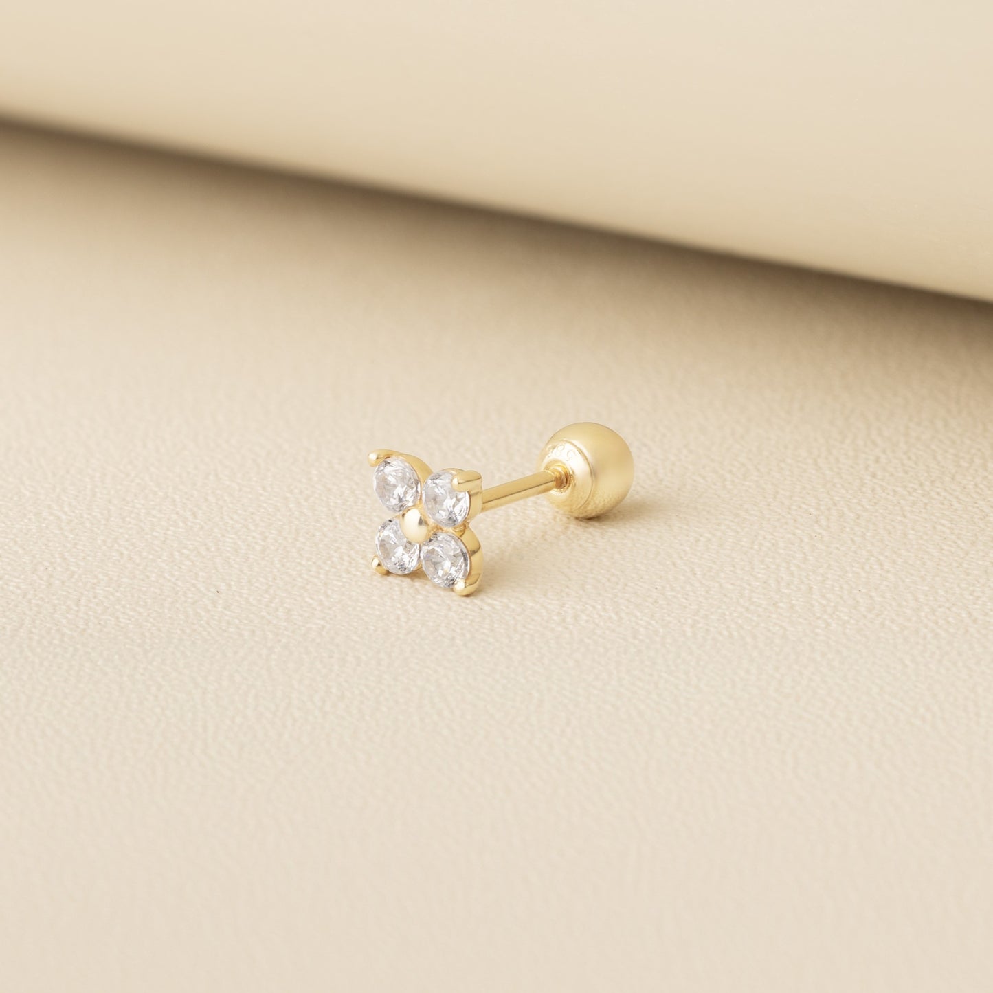Solid Gold 14K - Lilac Flower Earrings
