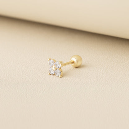 Solid Gold 14K - Lilac Flower Earrings