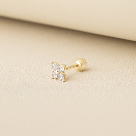 Solid Gold 14K - Lilac Flower Earrings