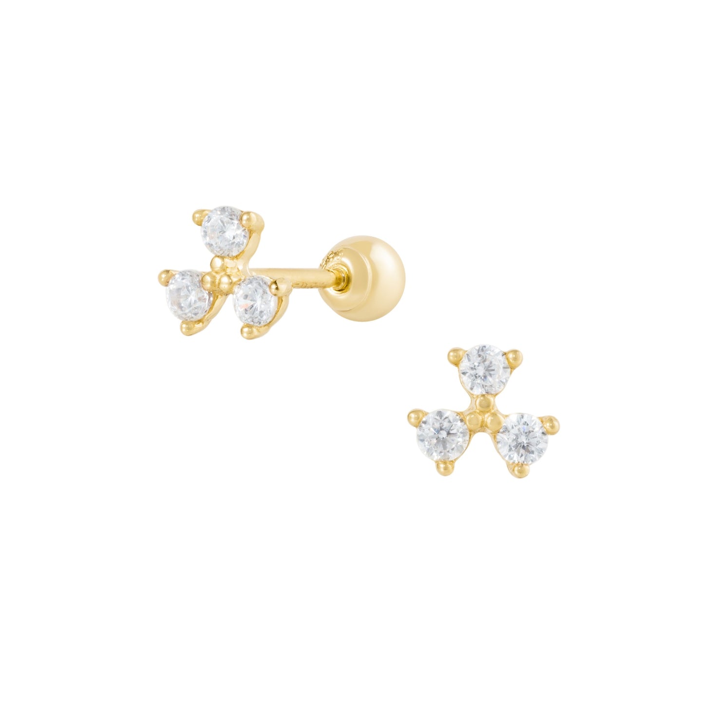 Solid Gold 14K - Clover Earrings