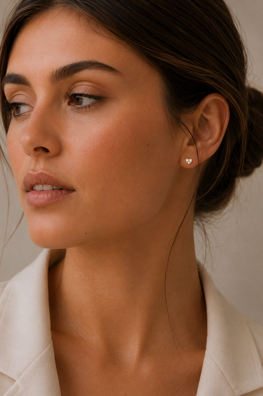 Solid Gold 14K - Mini Heart Earrings