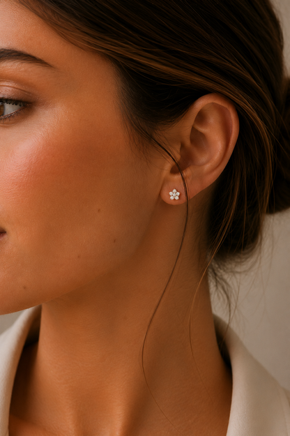 Solid Gold 14K - Flower Earrings