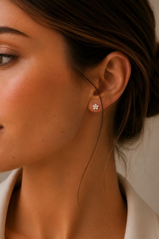 Solid Gold 14K - Flower Earrings