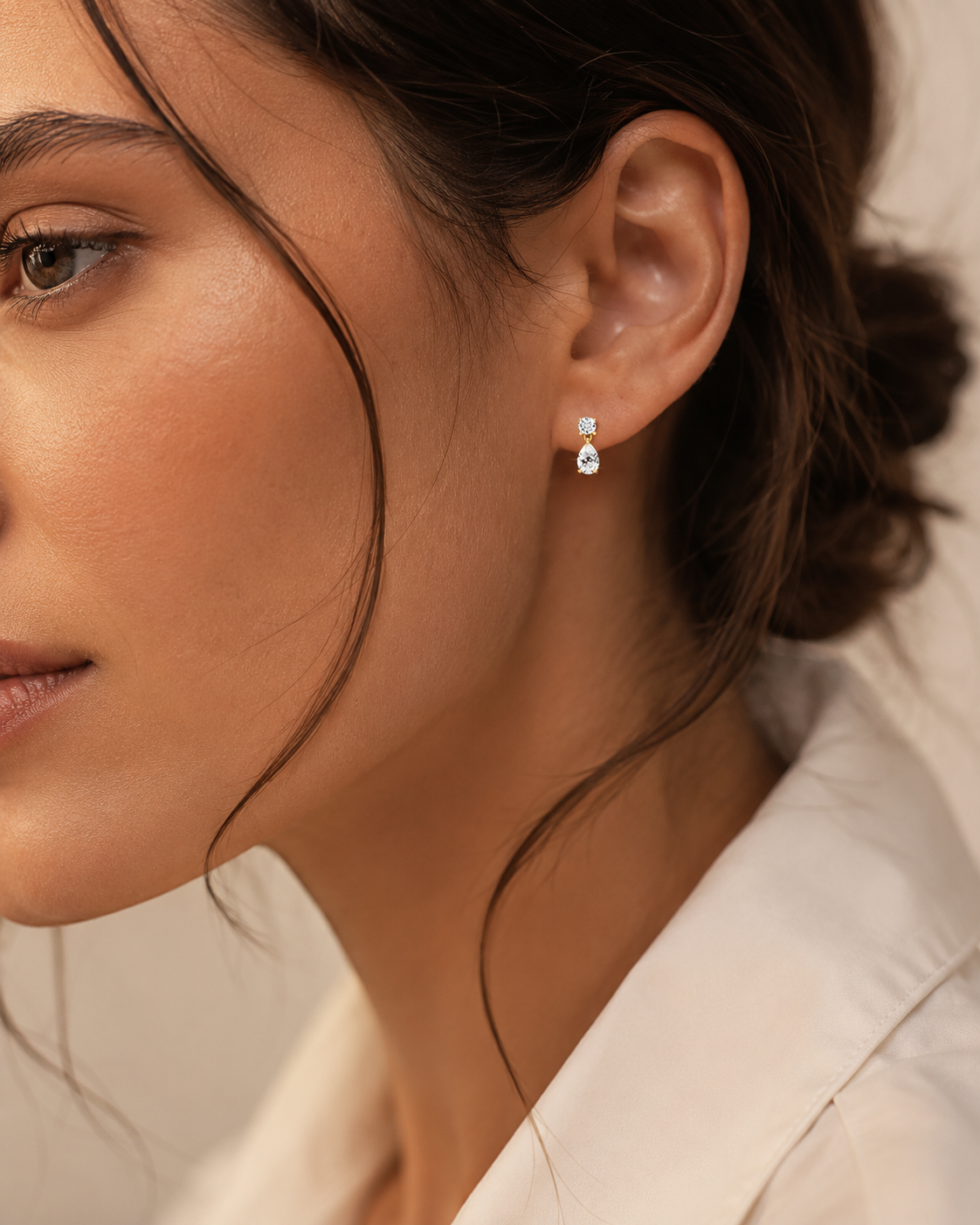 Moissanite Diamond Drop Earrings 18k Gold Plated Pear Cut