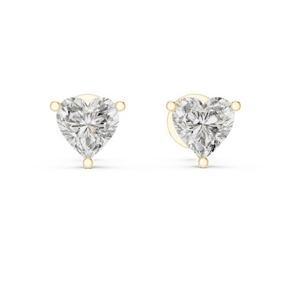 1ct Heart Lab Grown Diamond Earrings 14K Solid Gold