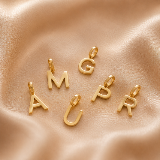 14K Solid Gold Letter Charm