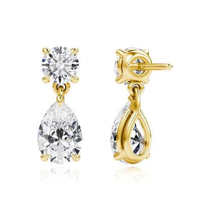 Moissanite Diamond Drop Earrings 18k Gold Plated Pear Cut