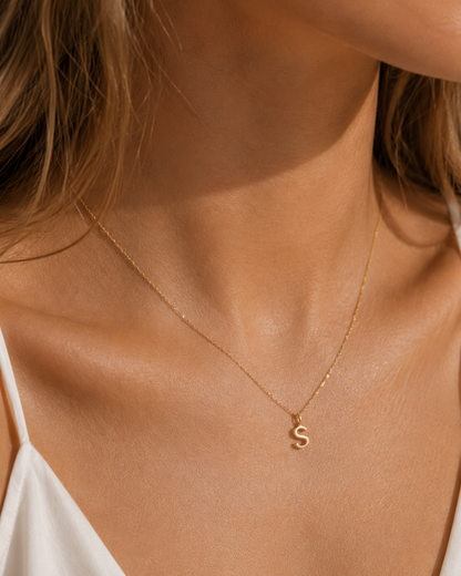 14K Solid Gold Letter Charm