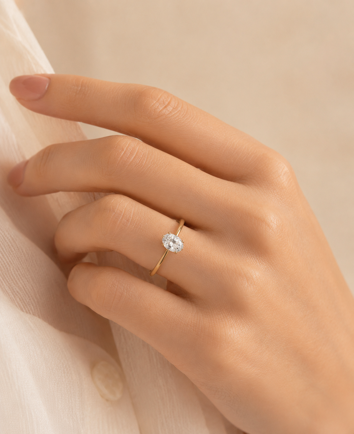 Moissanite Oval Solitaire Ring