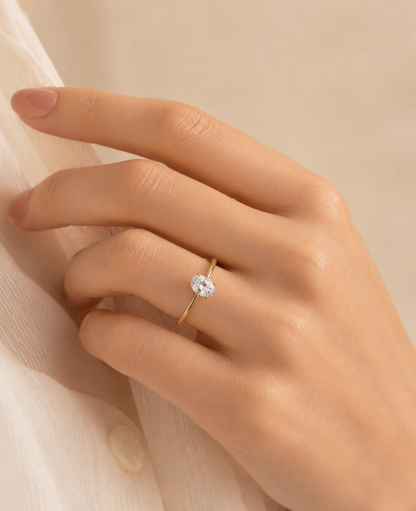 Moissanite Oval Solitaire Ring