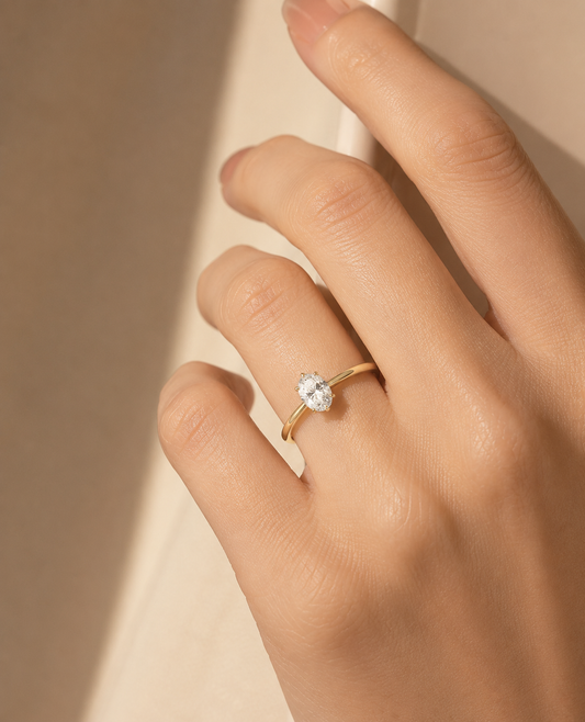 Moissanite Oval Solitaire Ring