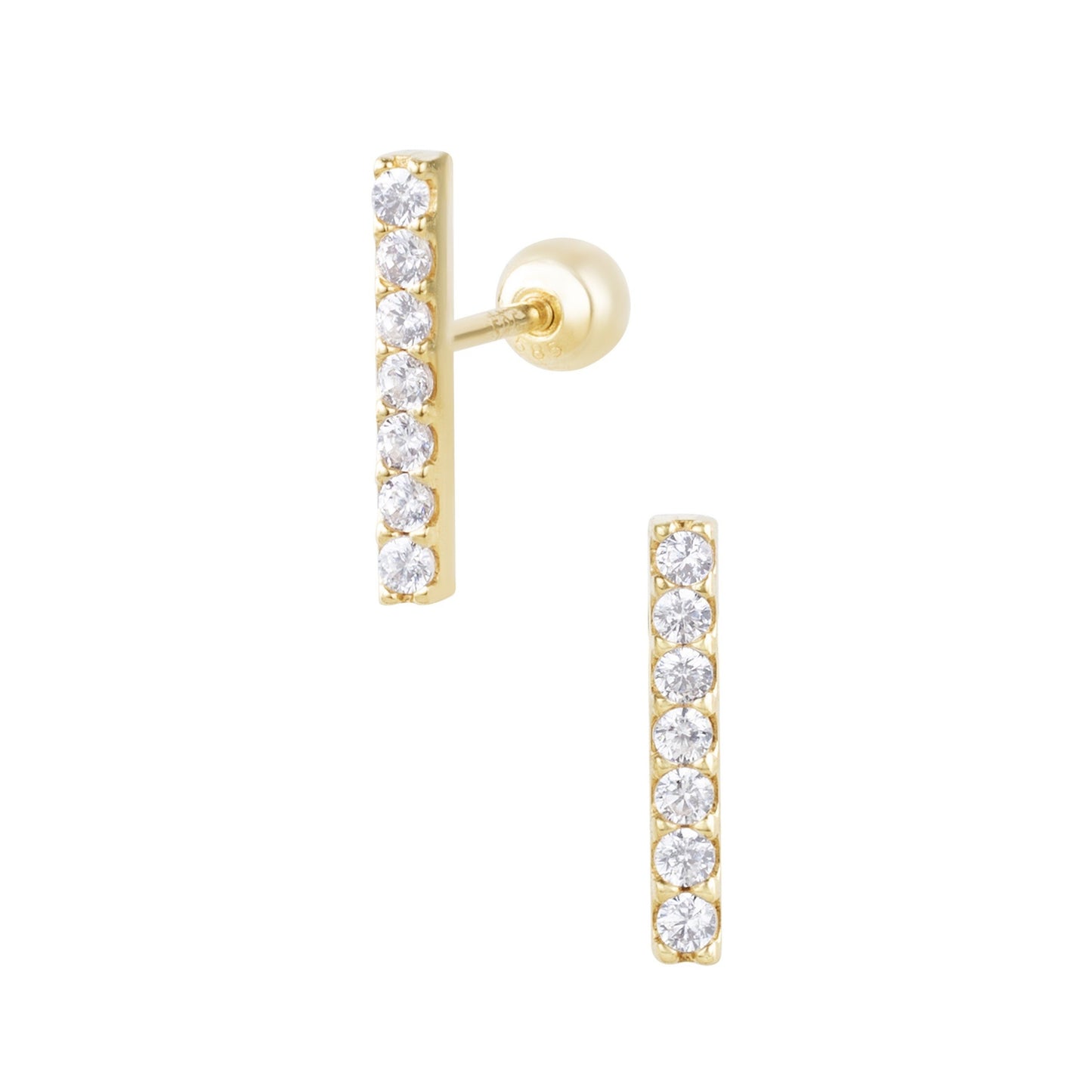 Solid Gold 14K - Barre Verticale Earrings